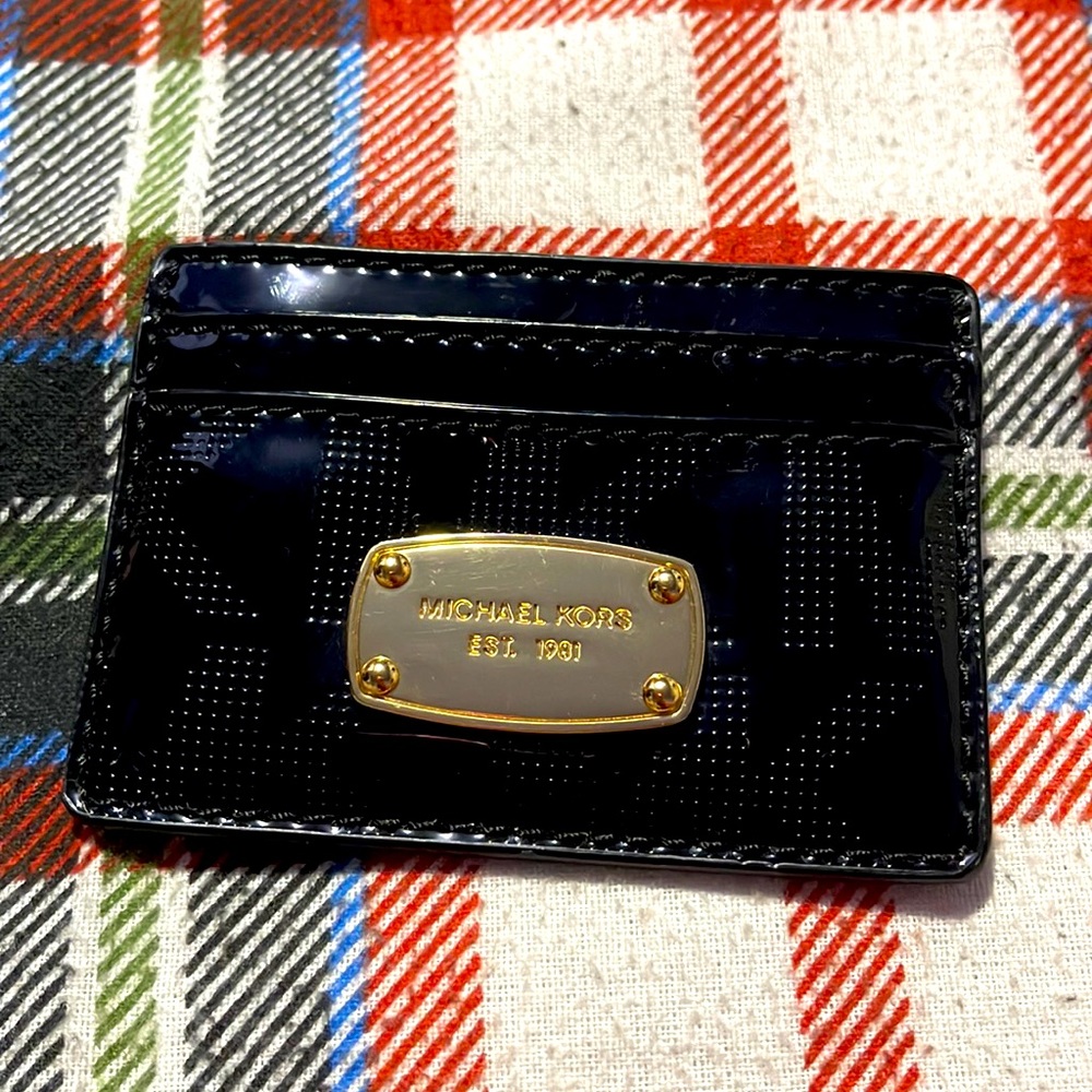 Never used Michael Kors card wallet in black shiny